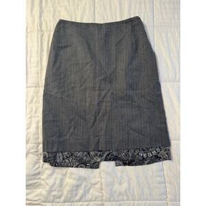 Harve Benard Pencil Skirt Gray Paisley 100% Wool 8 Petite Dark Academia